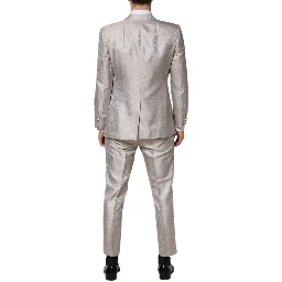 Light Gray Jacquard Silk Dotted 2 Piece Suit