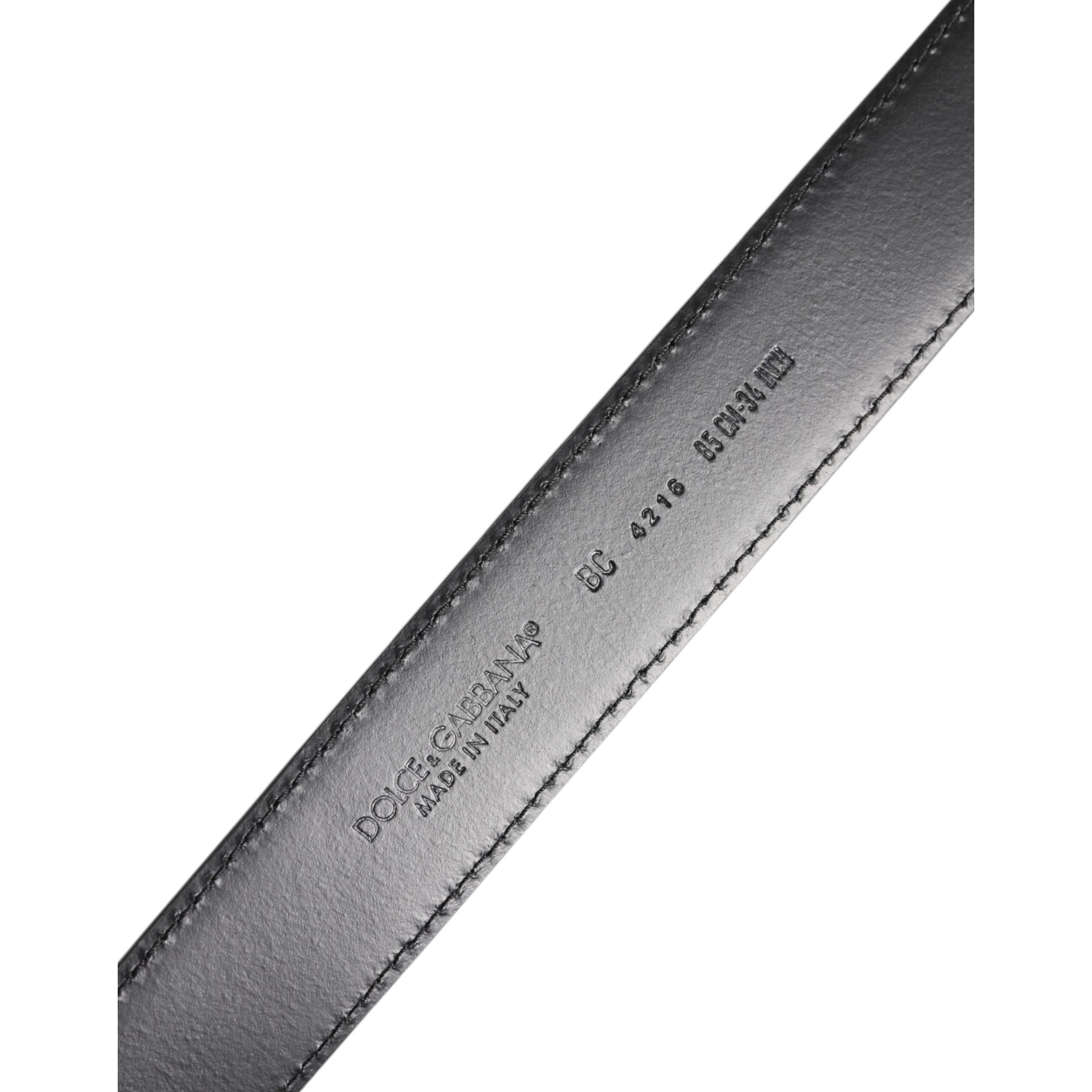 Black Classic Calf Leather Silver Buckle Belt