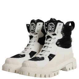 White Padded Mid Calf Lace Up Boots Shoes