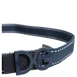 Blue Cotton Leather DG Logo Metal Buckle Belt