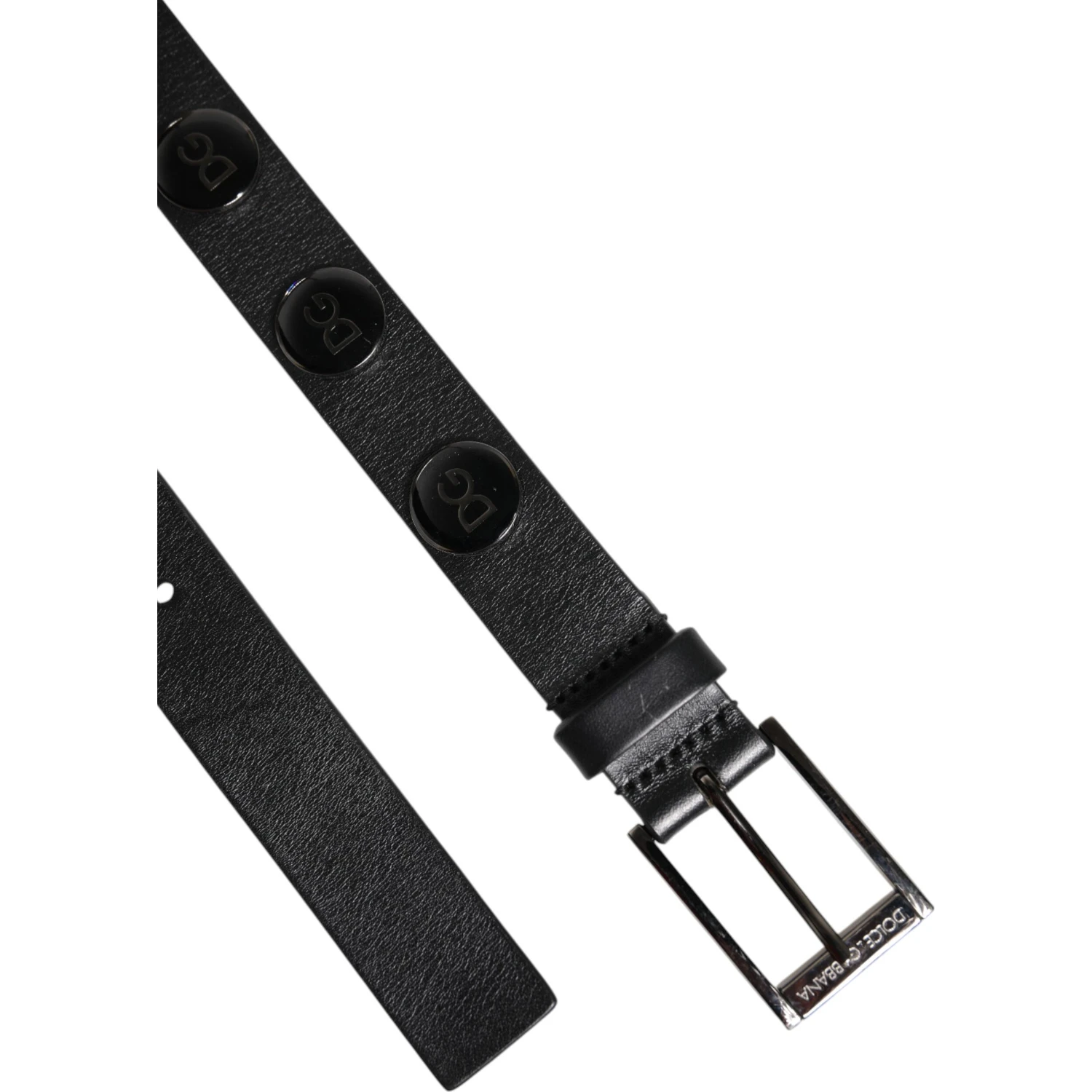 Black Luxury Leather DG Studs Buckle Belt