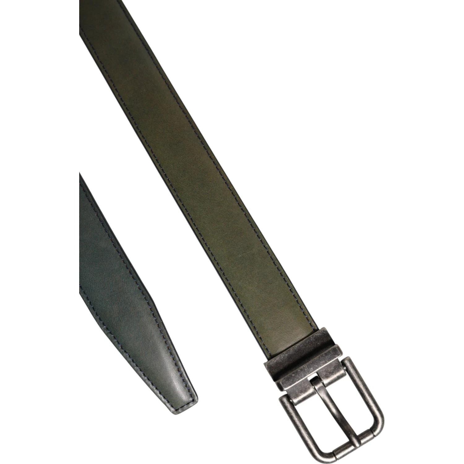Green Classic Leather Metal Buckle Belt