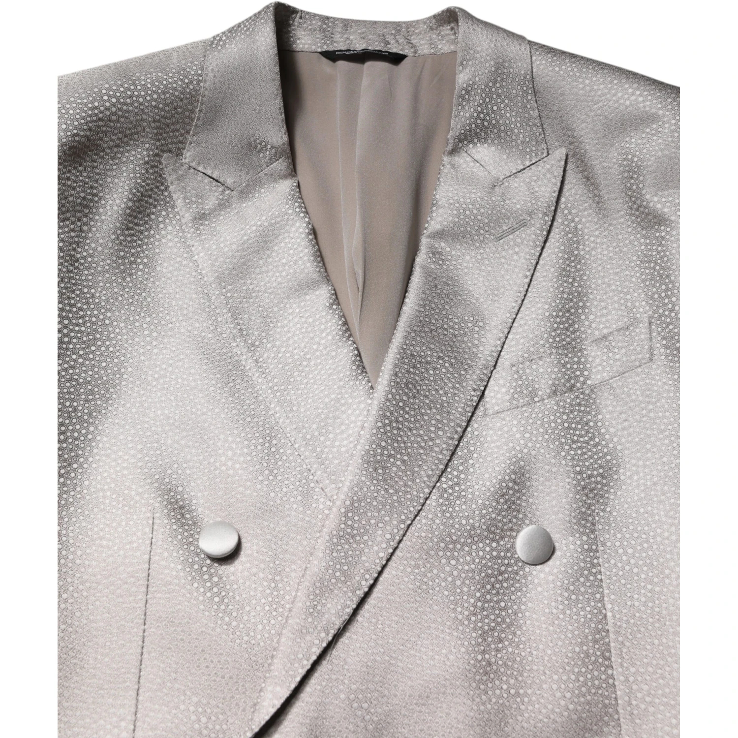 Light Gray Jacquard Silk Dotted 2 Piece Suit