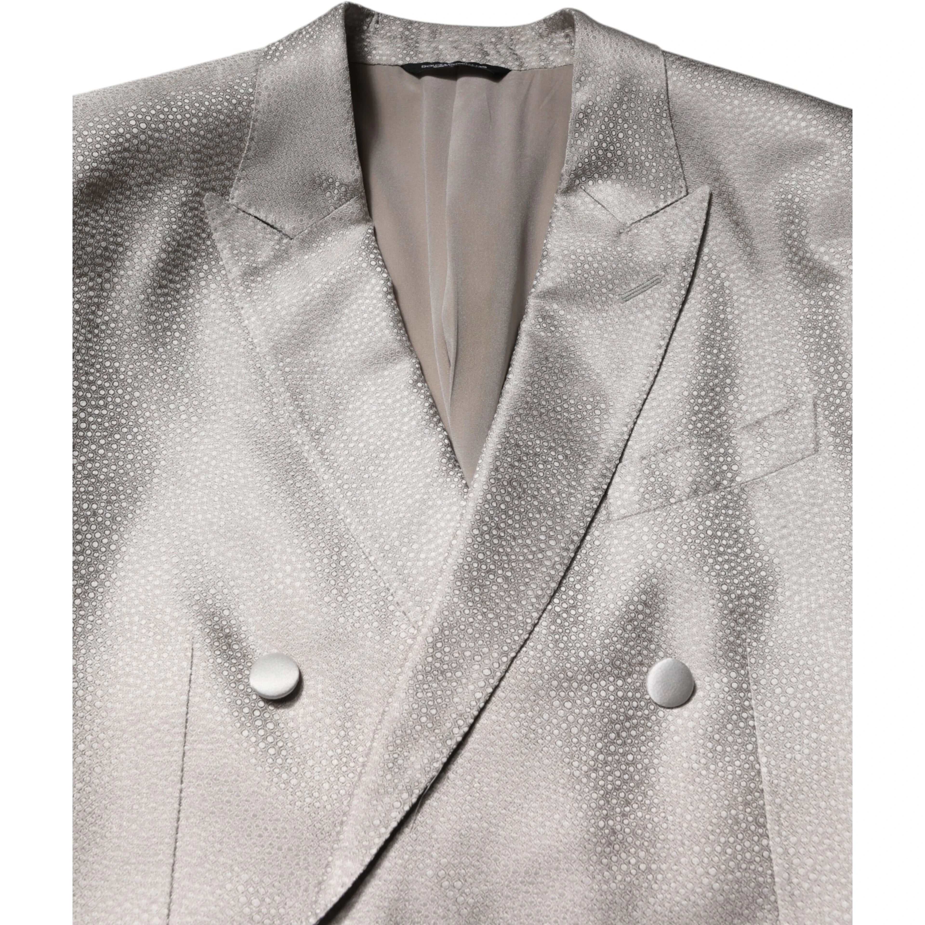 Light Gray Jacquard Silk Dotted 2 Piece Suit