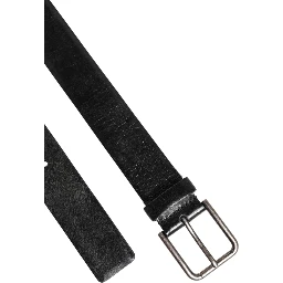 Black Classic Leather Metal Buckle Belt