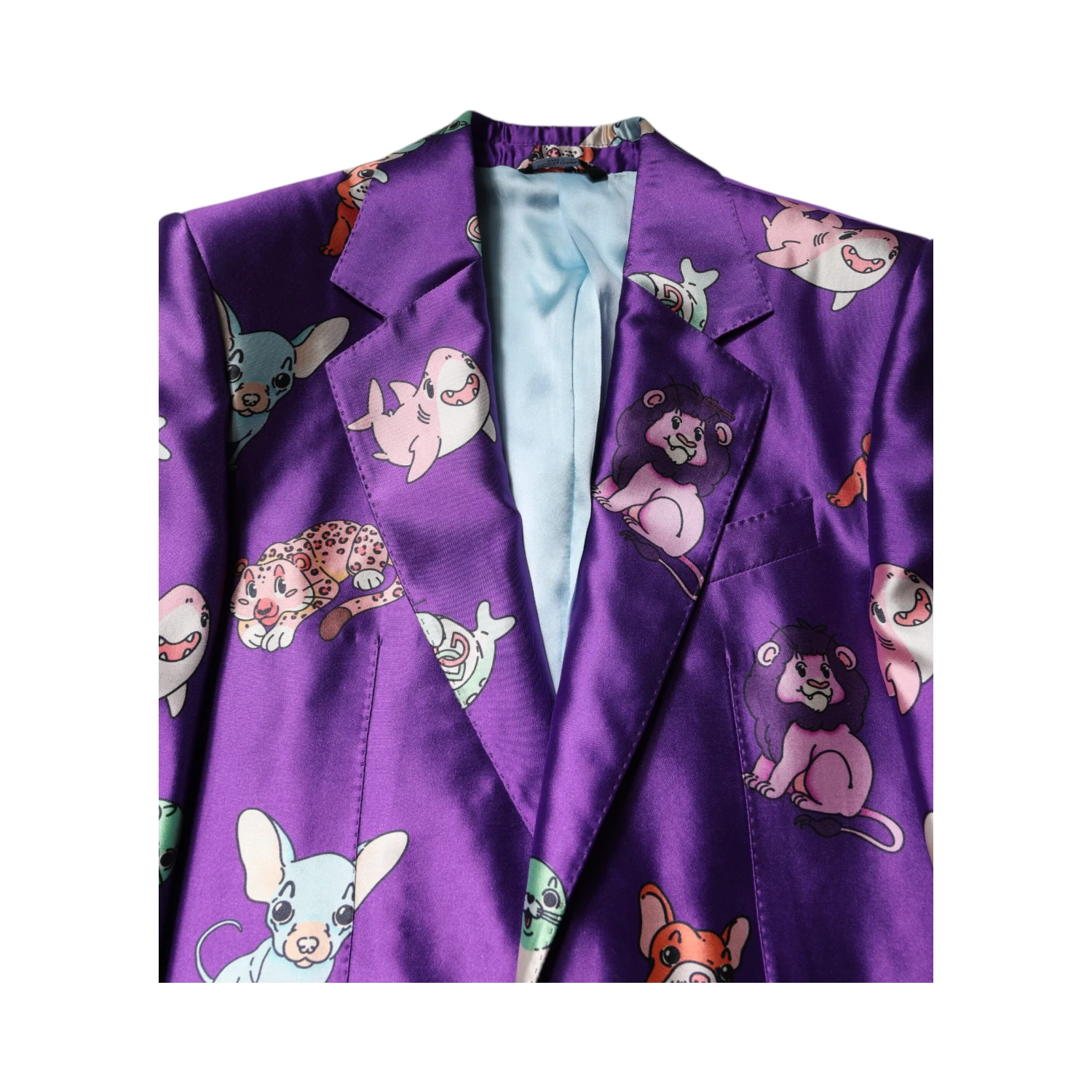 Purple Silk Animal Print 3 Piece Suit