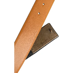 Brown Leather Buckle DG Logo Embossed Belt