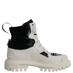White Padded Mid Calf Lace Up Boots Shoes