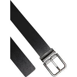 Black Classic Leather Metal Buckle Belt