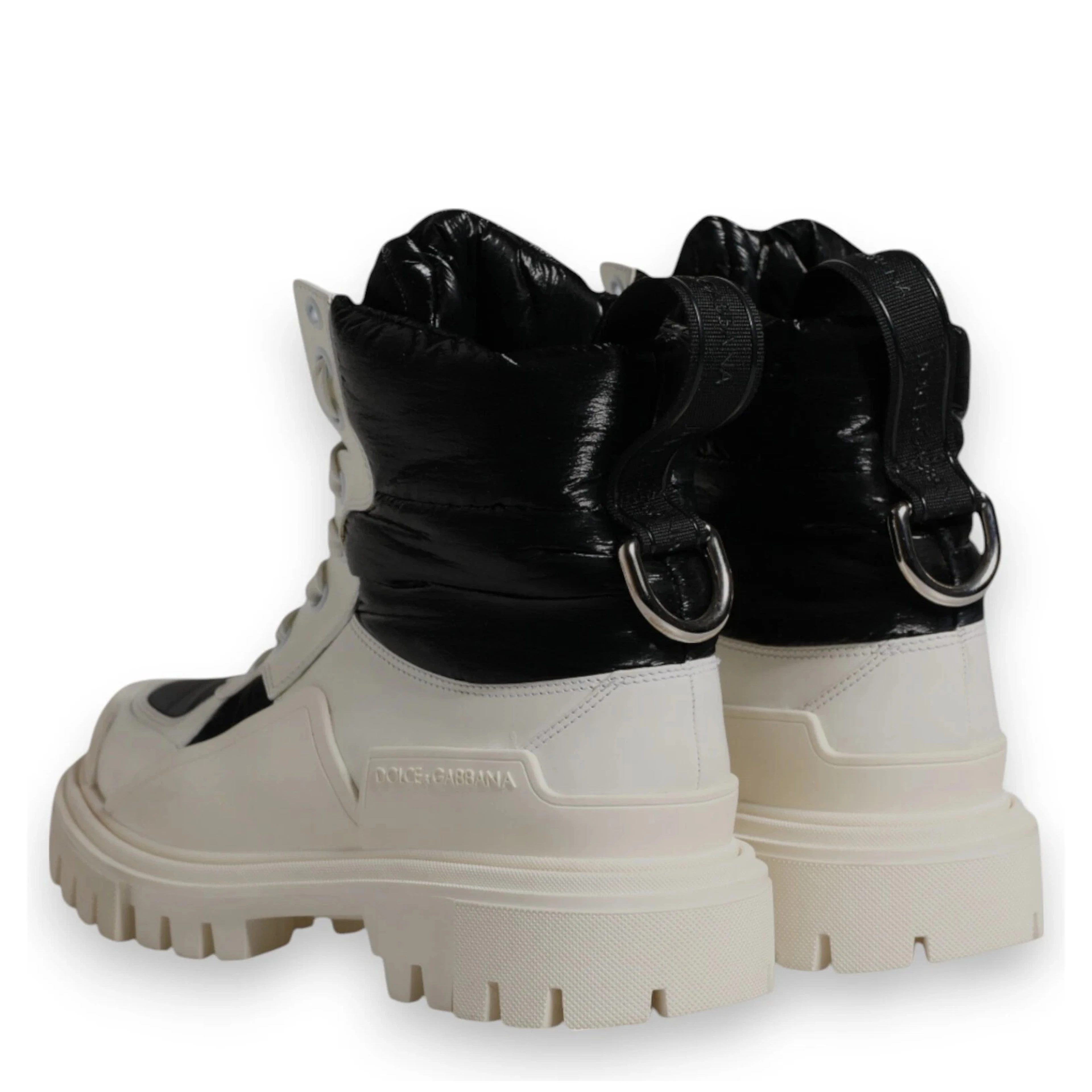 White Padded Mid Calf Lace Up Boots Shoes