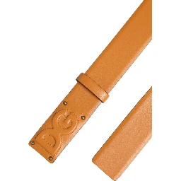 Brown Leather Buckle DG Logo Embossed Belt