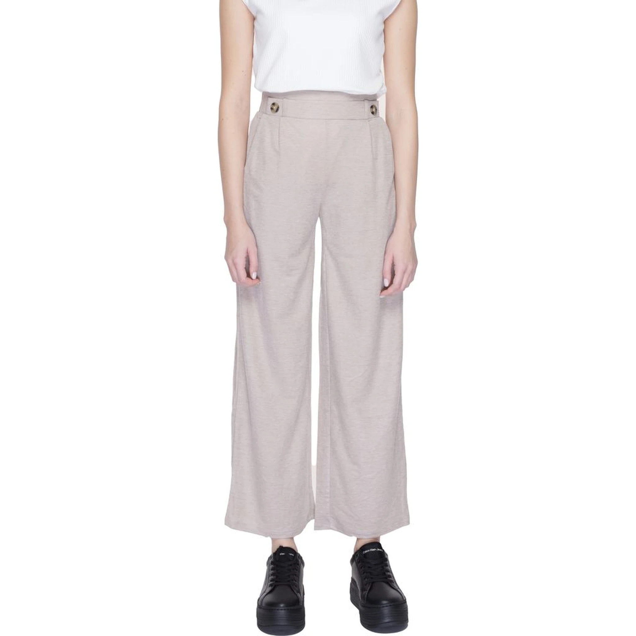 Gray Viscose Casual Pants