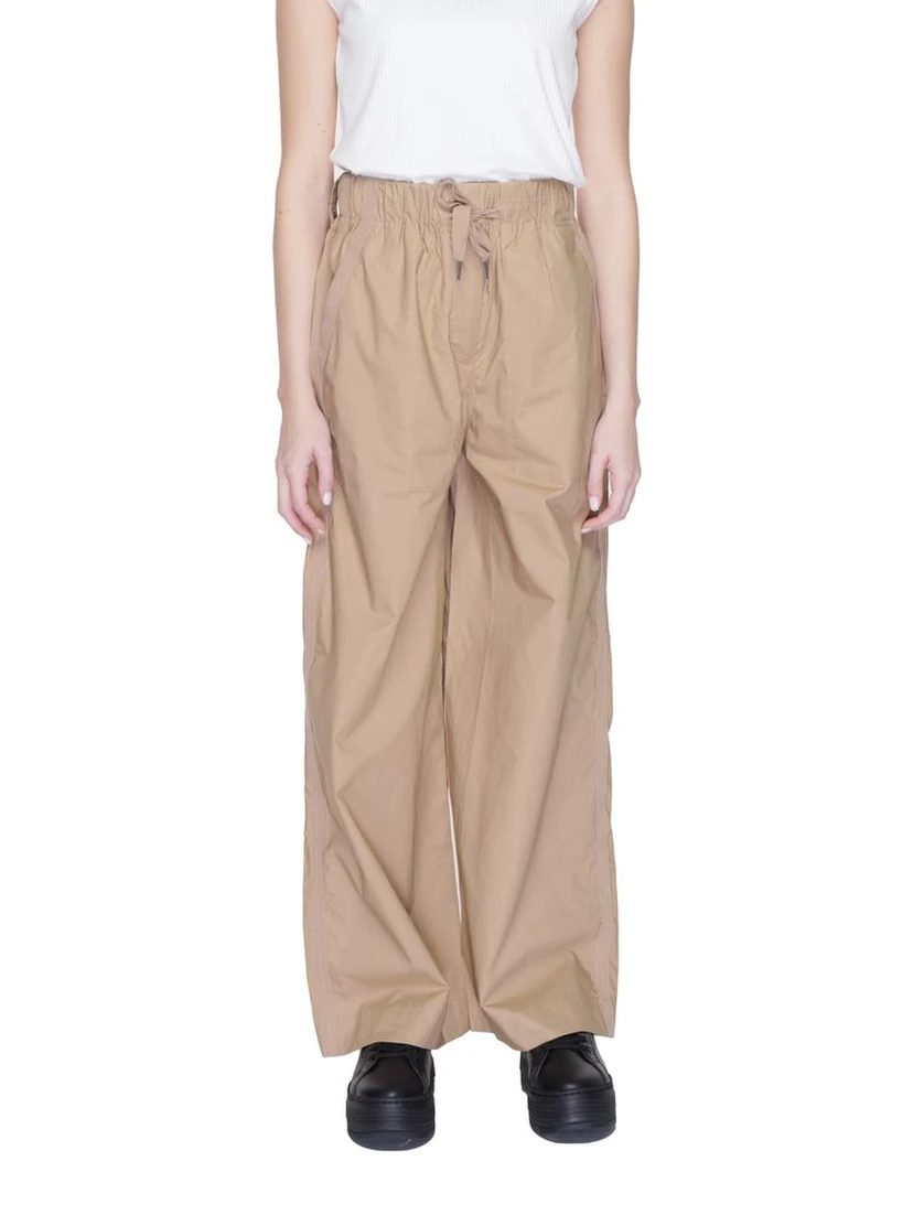 Beige Cotton Casual Pants