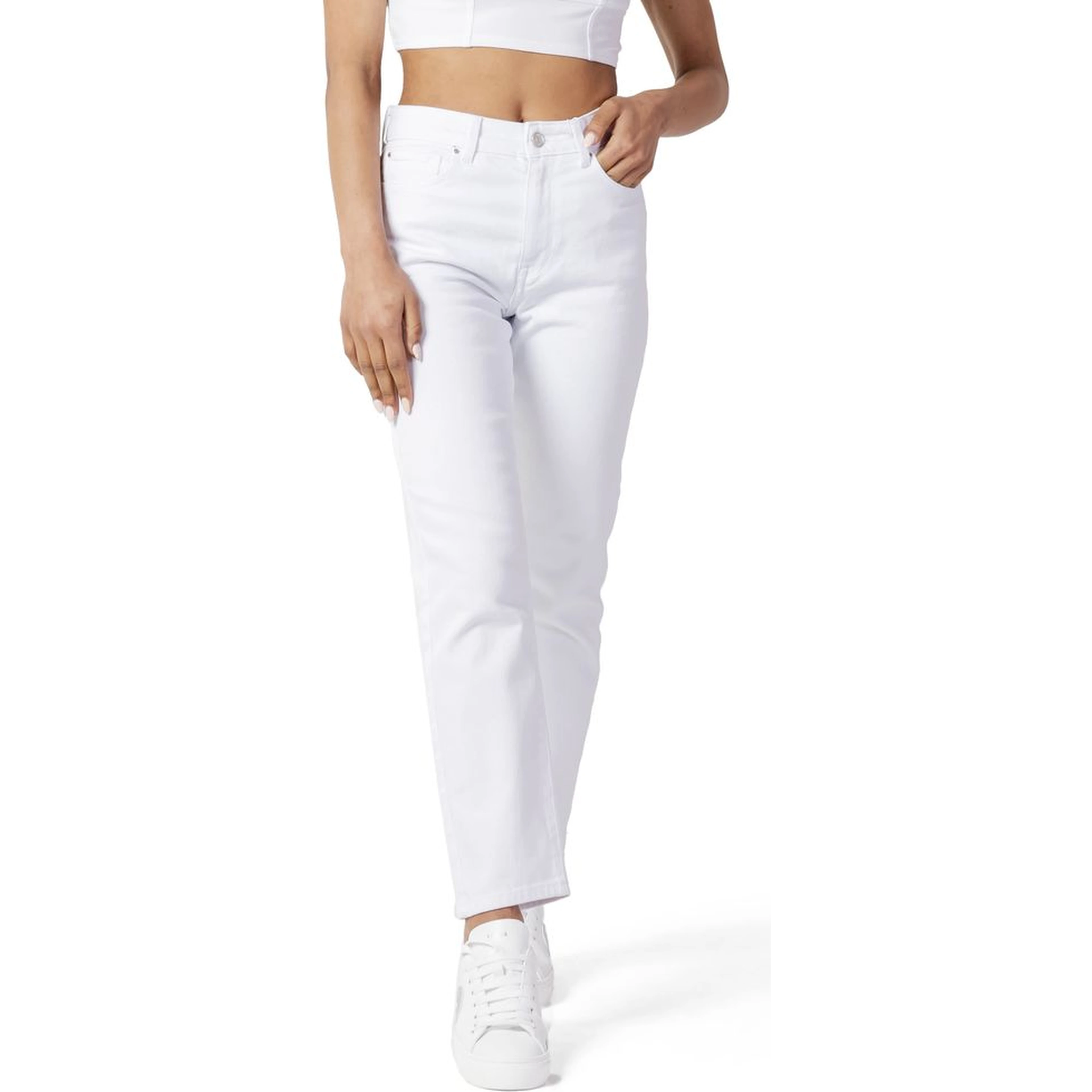 White Cotton Mom Jeans