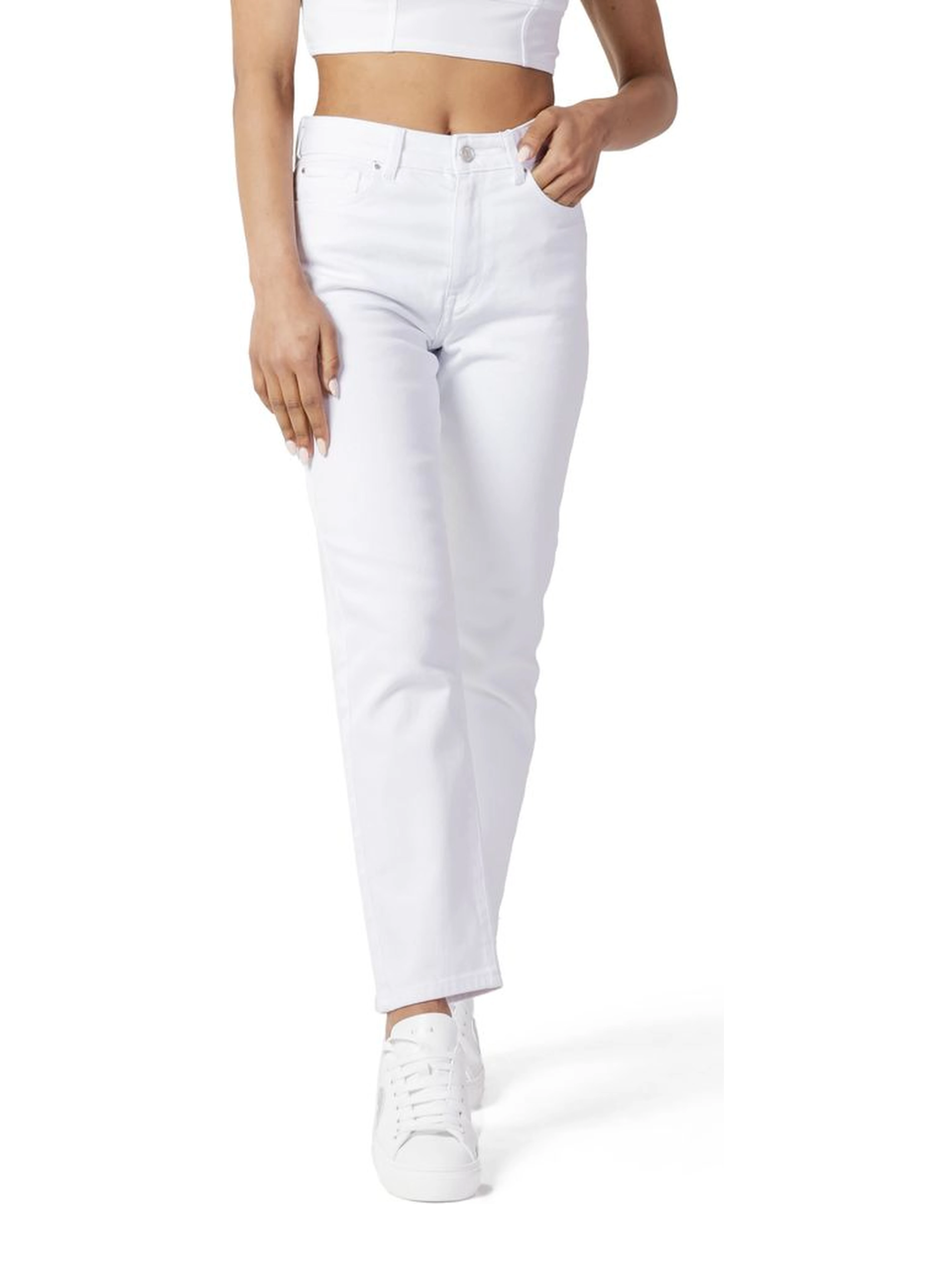 White Cotton Mom Jeans