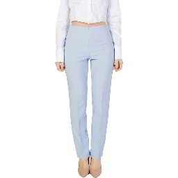 Blue Polyester Dress Pants