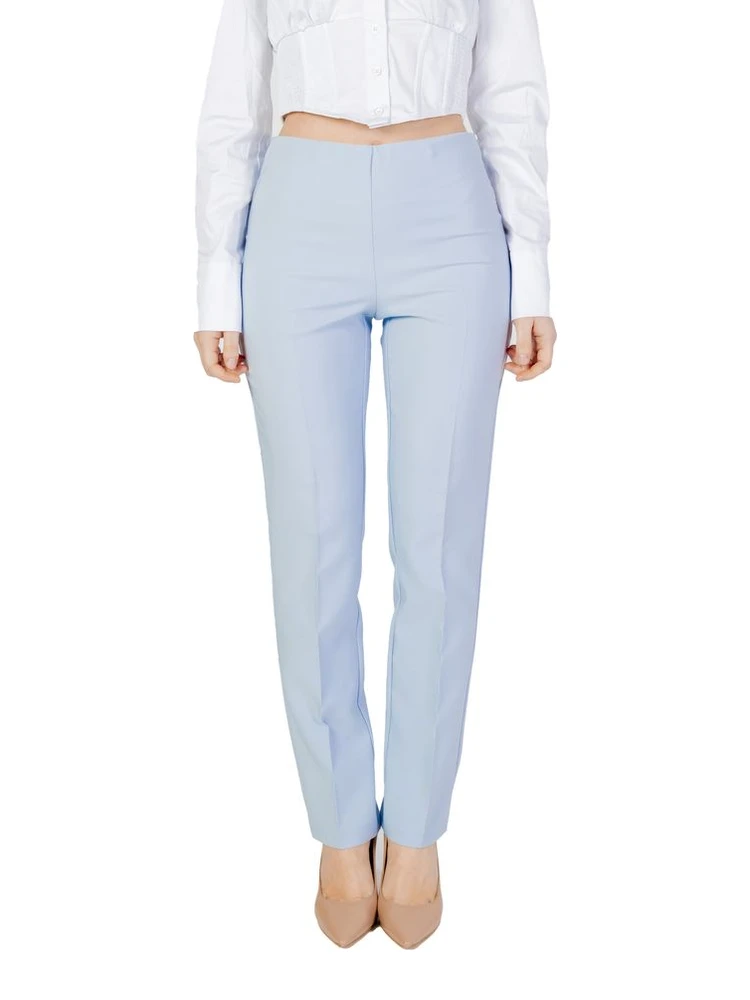Blue Polyester Dress Pants