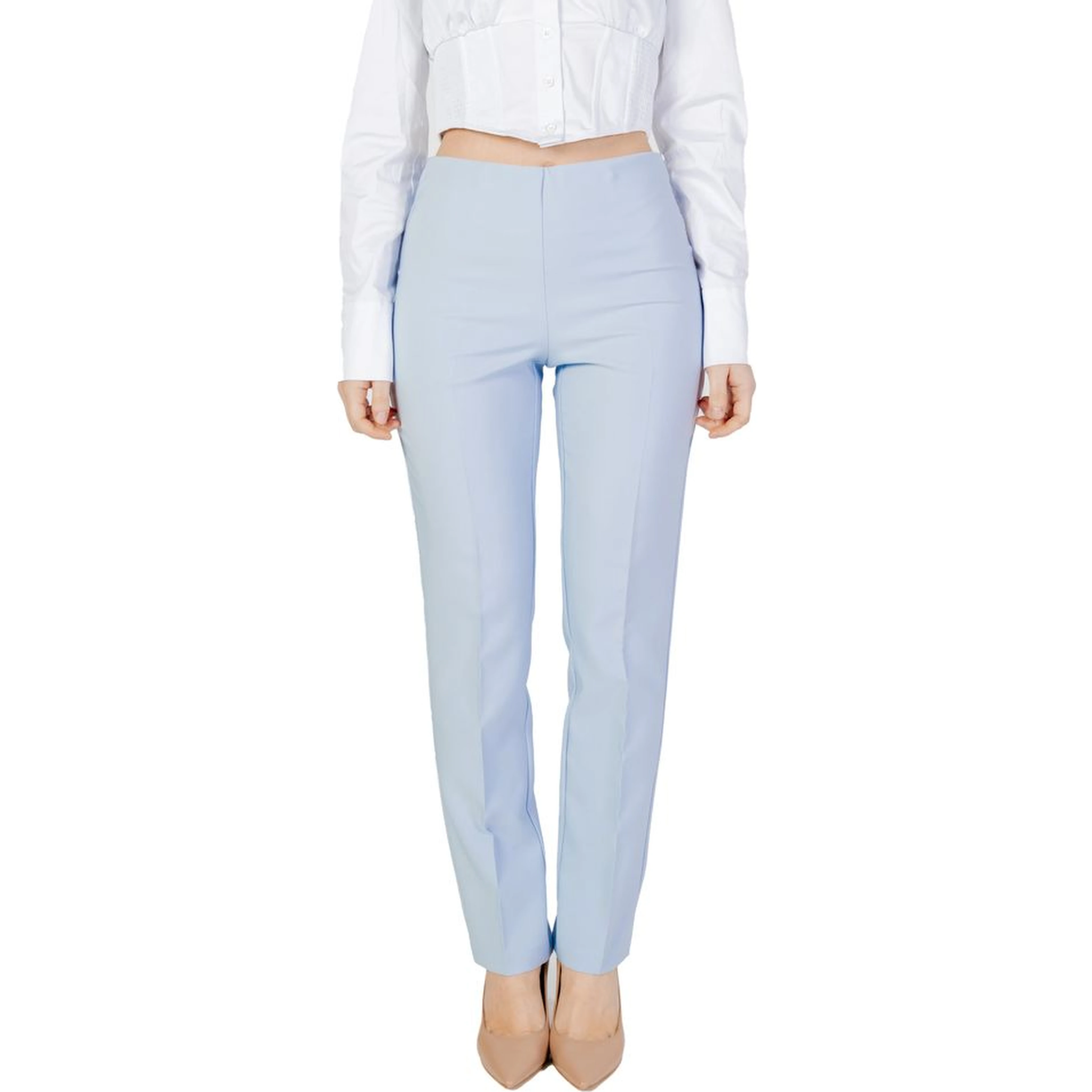 Blue Polyester Dress Pants