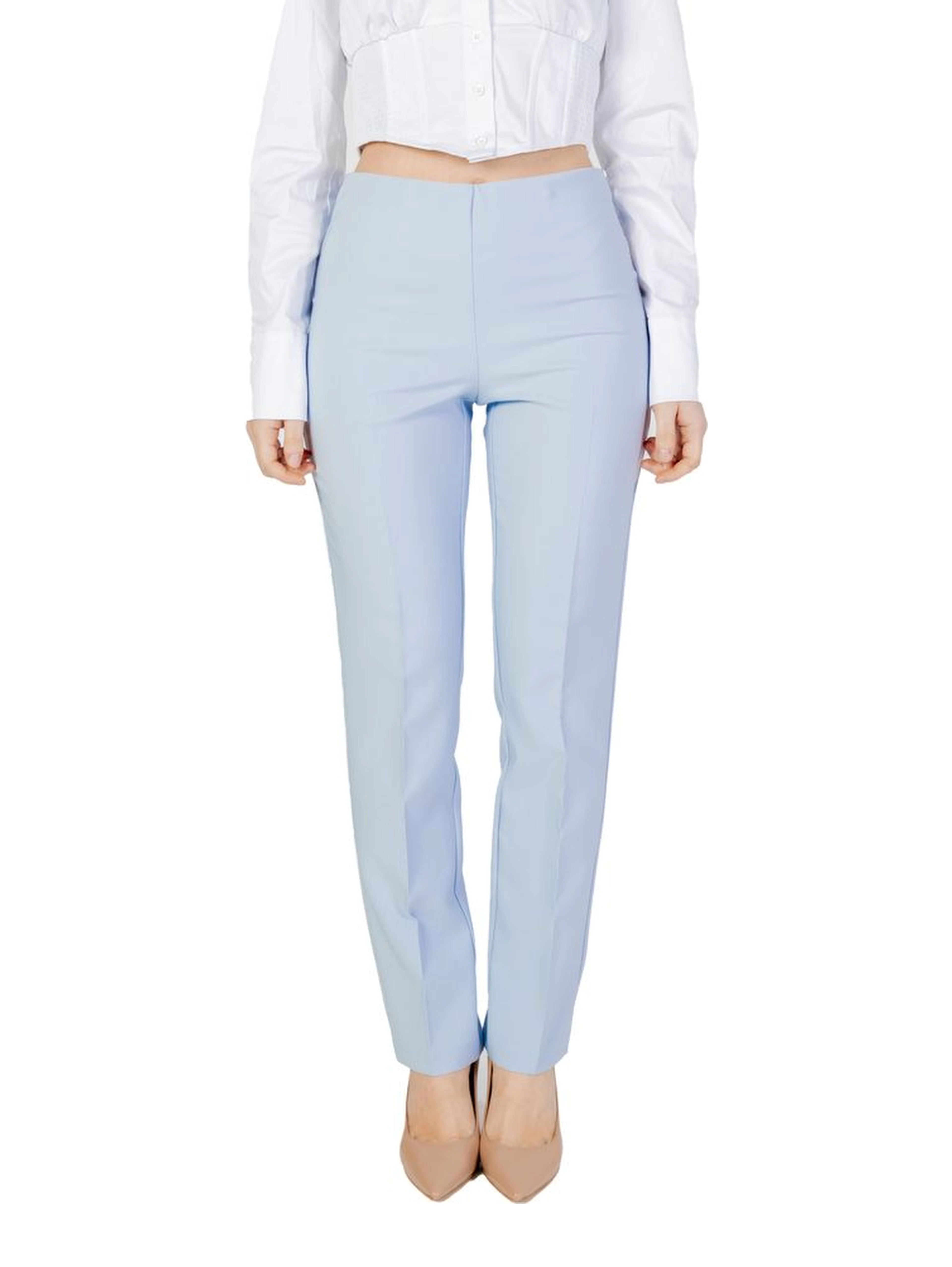 Blue Polyester Dress Pants