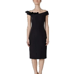Black Polyester Midi Dress