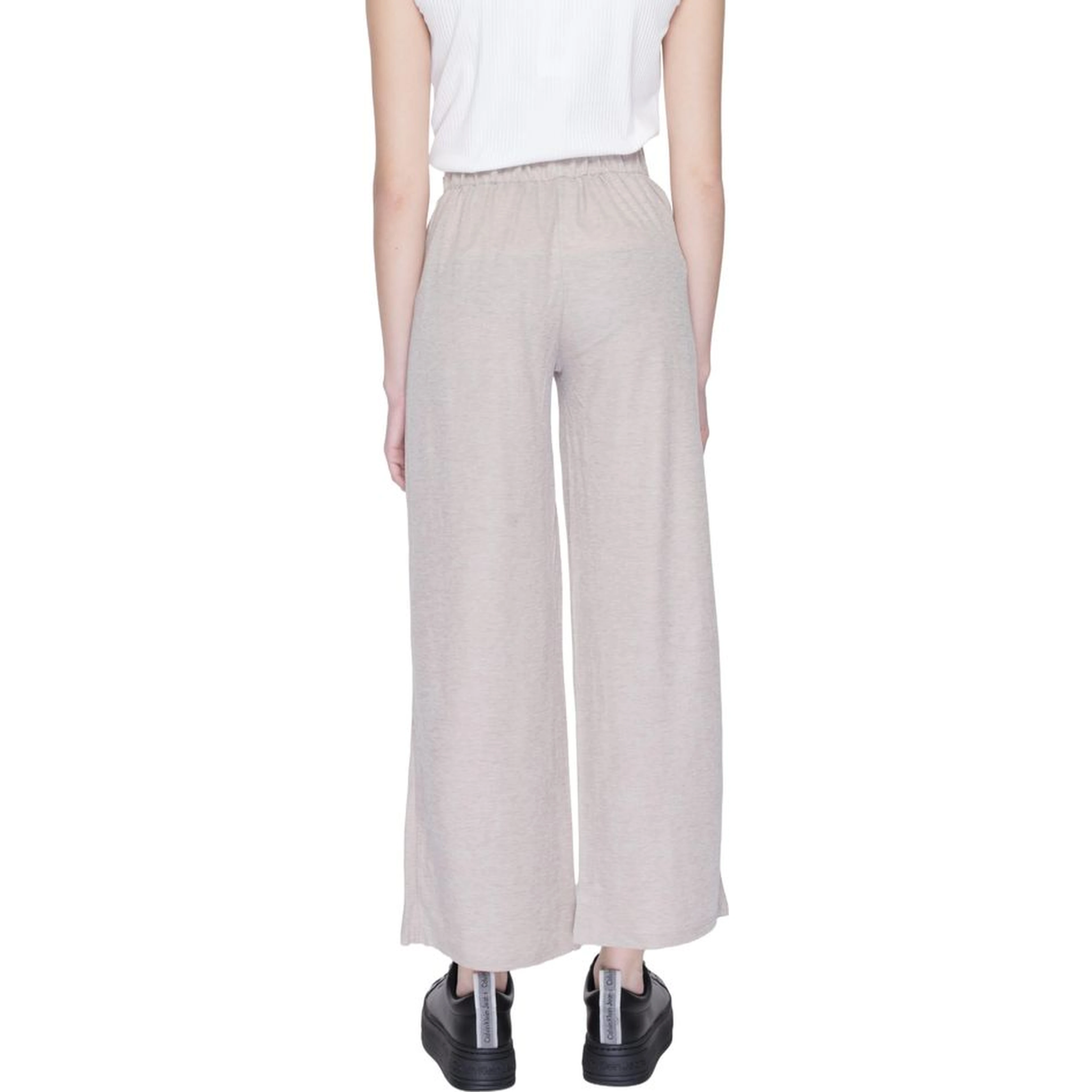 Gray Viscose Casual Pants