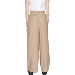 Beige Cotton Casual Pants