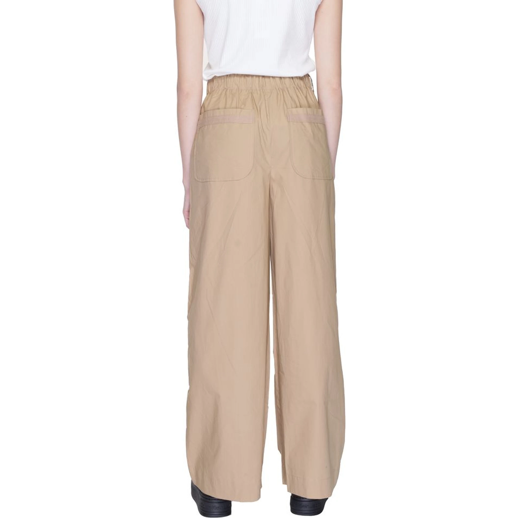 Beige Cotton Casual Pants
