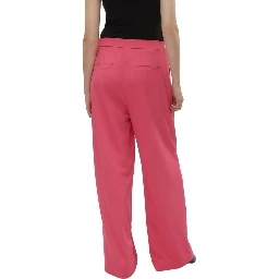 Pink Polyester Casual Pants