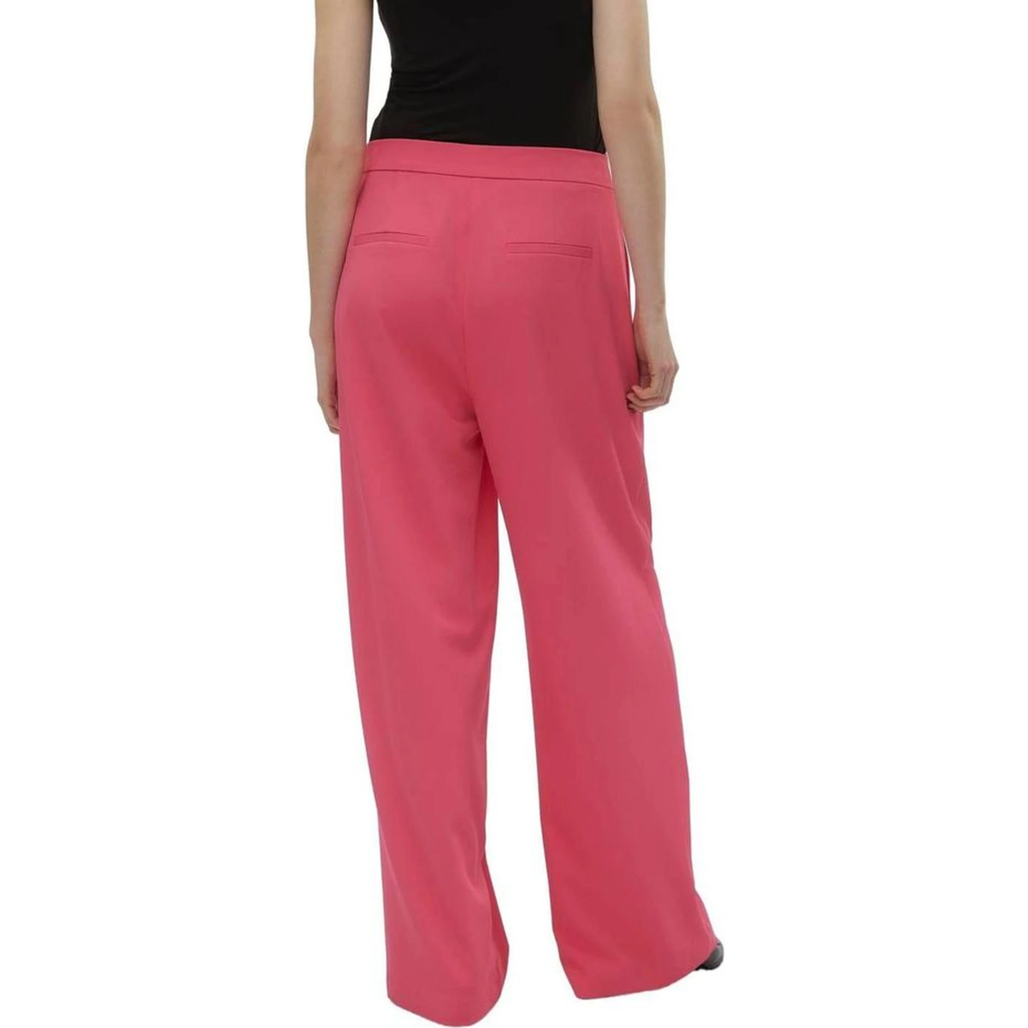 Pink Polyester Casual Pants