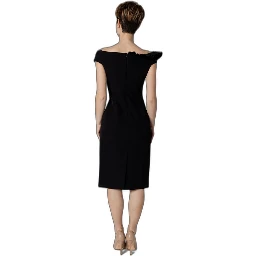 Black Polyester Midi Dress