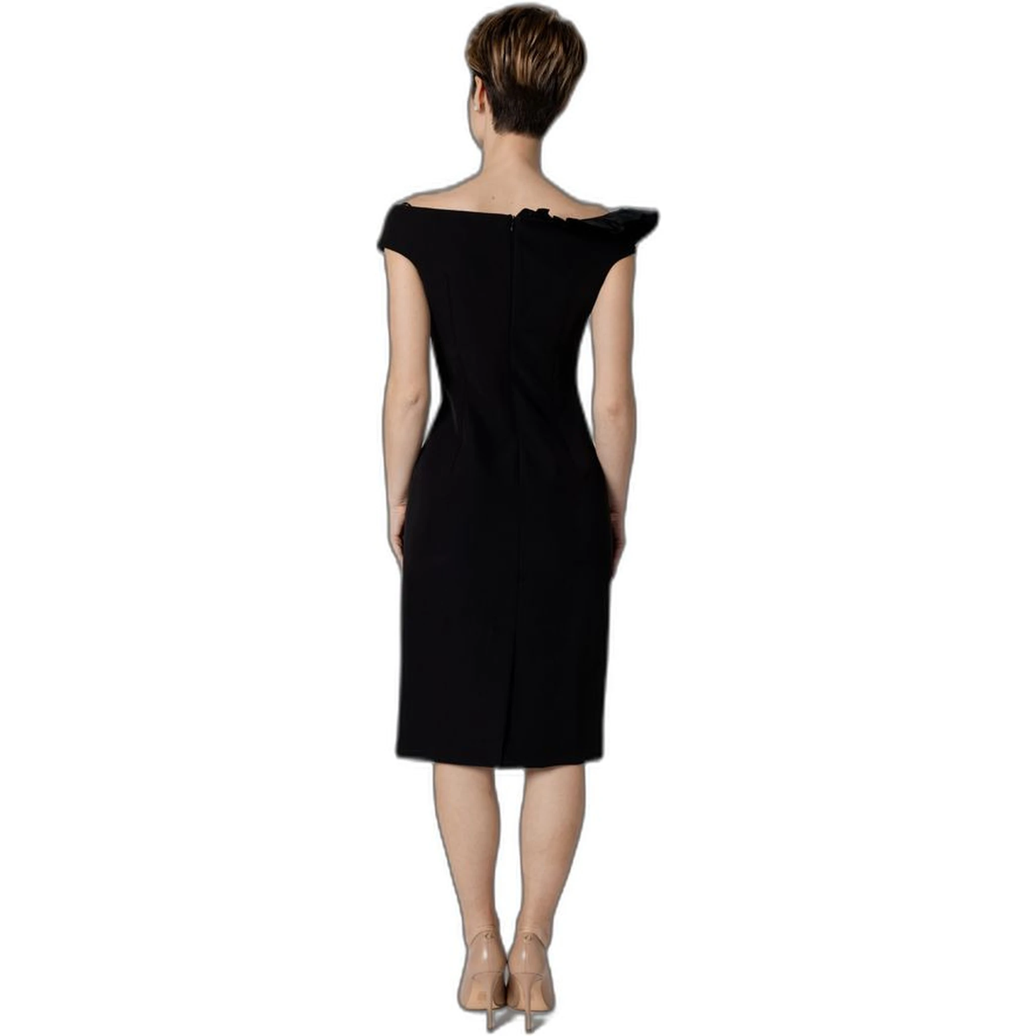 Black Polyester Midi Dress