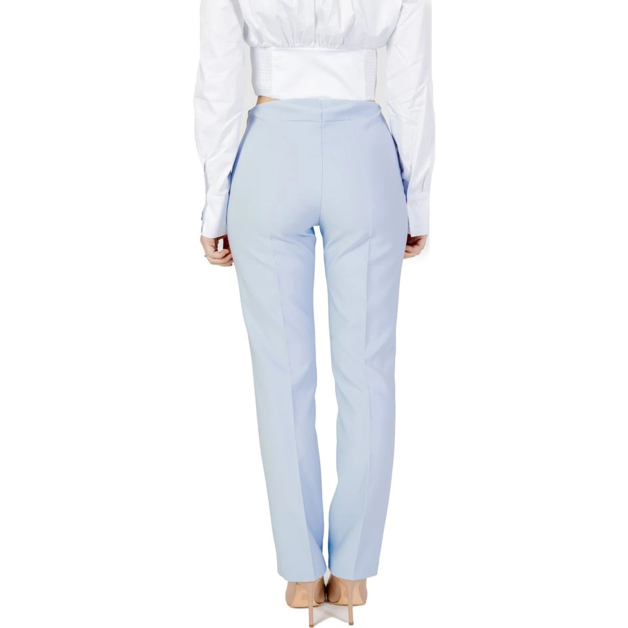 Blue Polyester Dress Pants