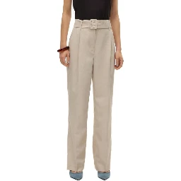 Gray Polyester Casual Pants