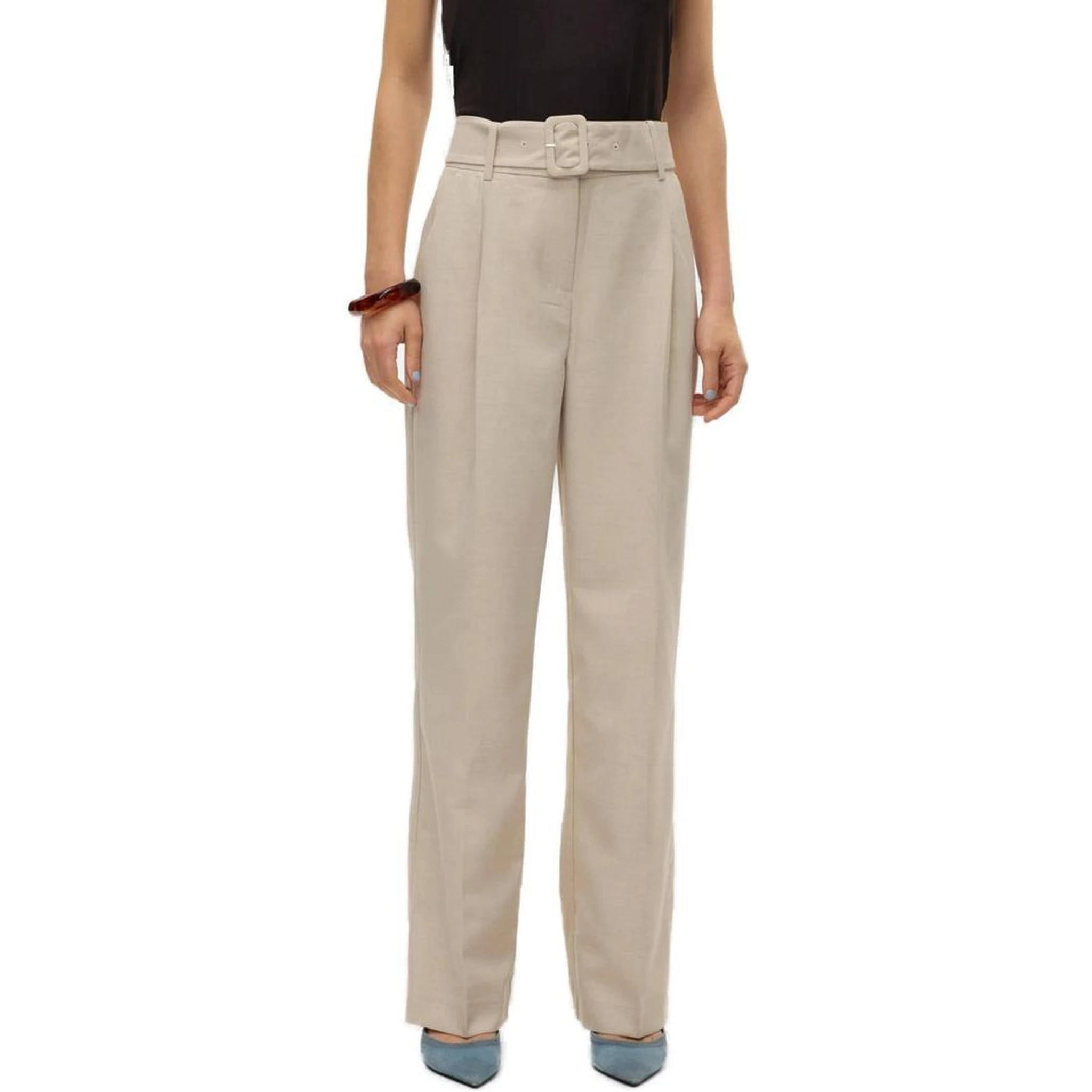 Gray Polyester Casual Pants