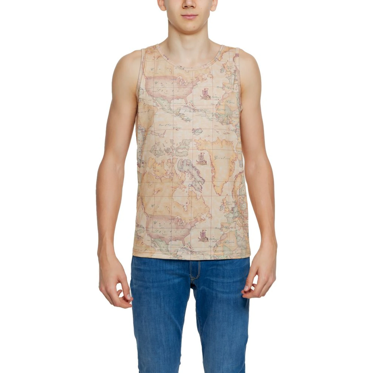 Beige Polyester Tank Tops