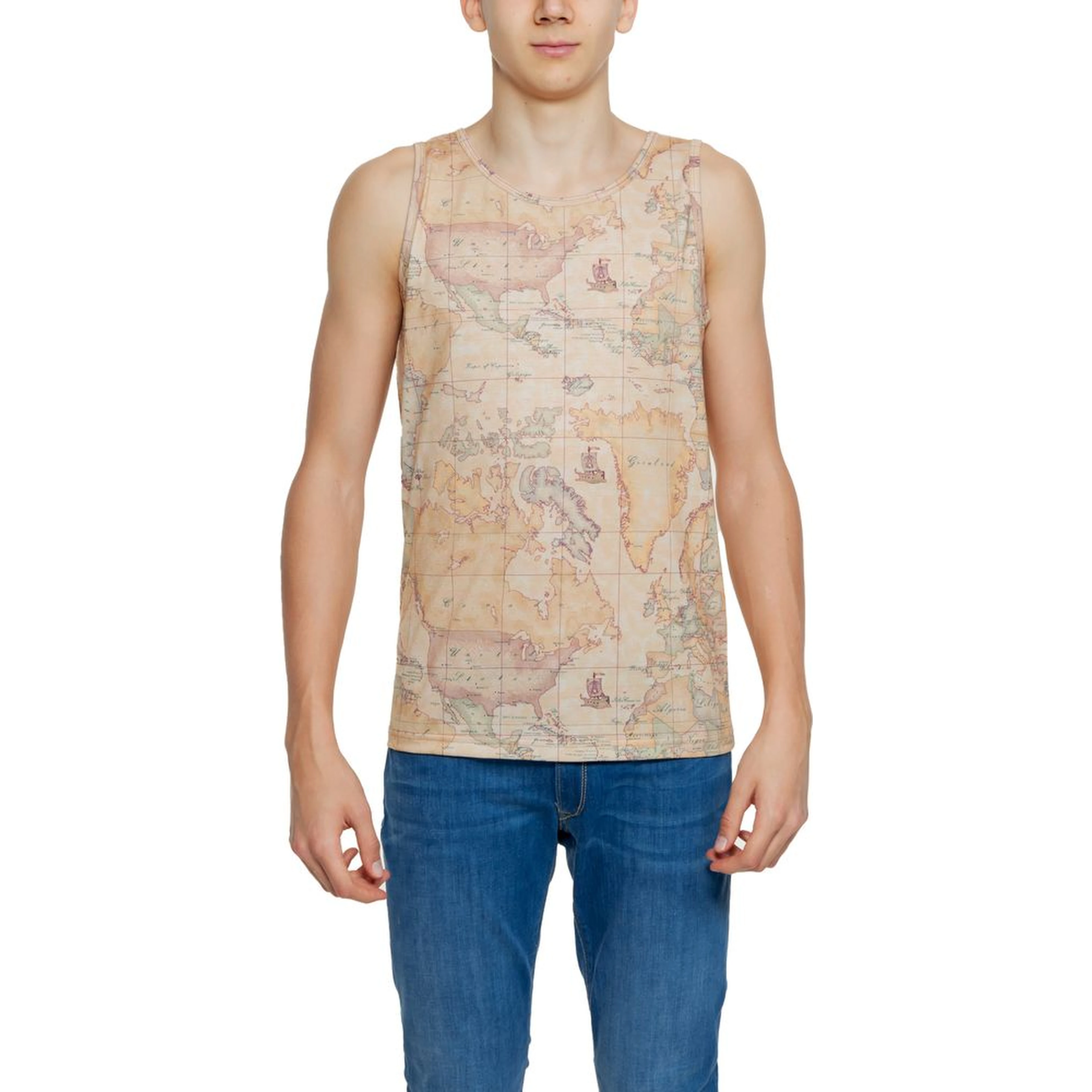 Beige Polyester Tank Tops