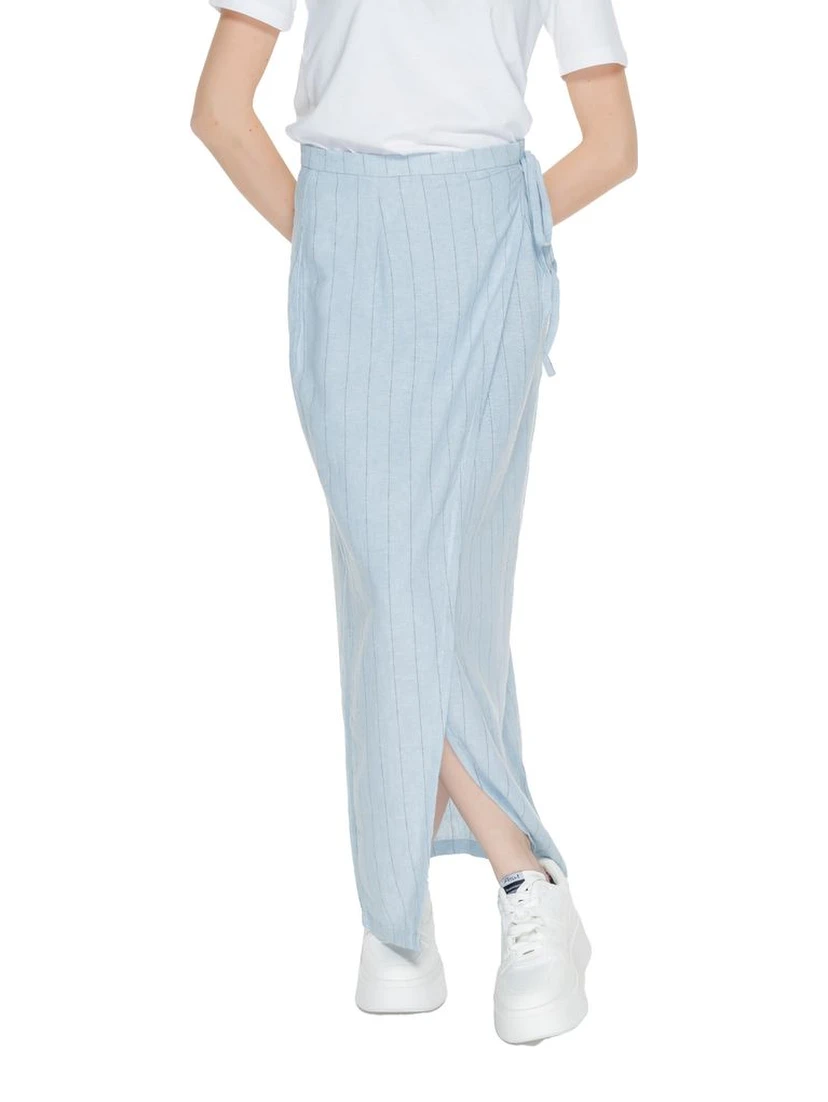 Light Blue Linen Long Skirt