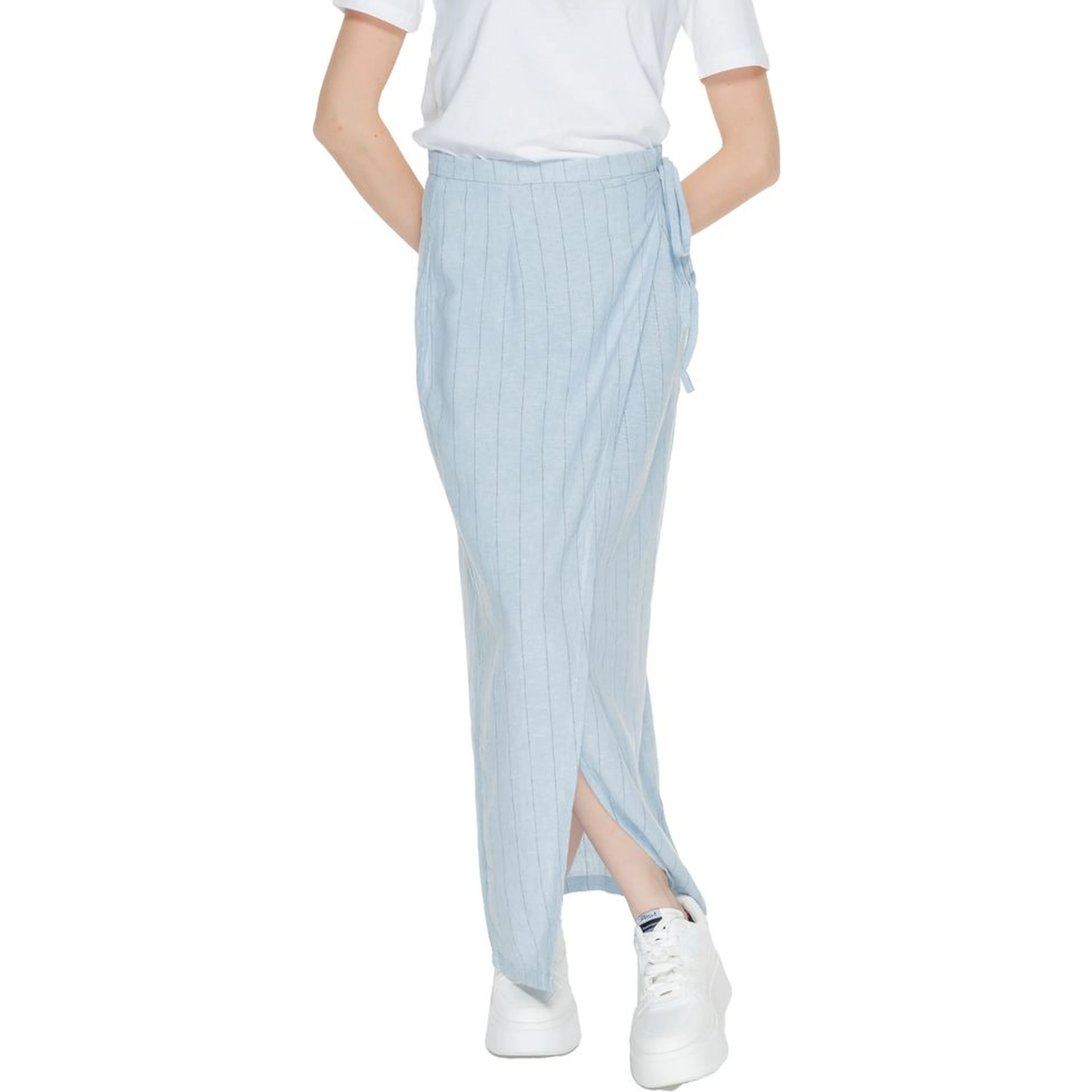 Light Blue Linen Long Skirt