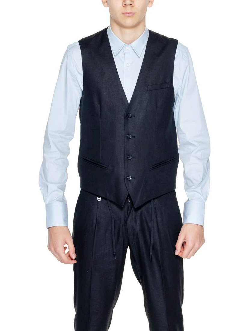 Black Linen Waistcoat