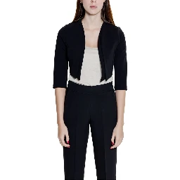 Black Polyester Sleveless Jacket