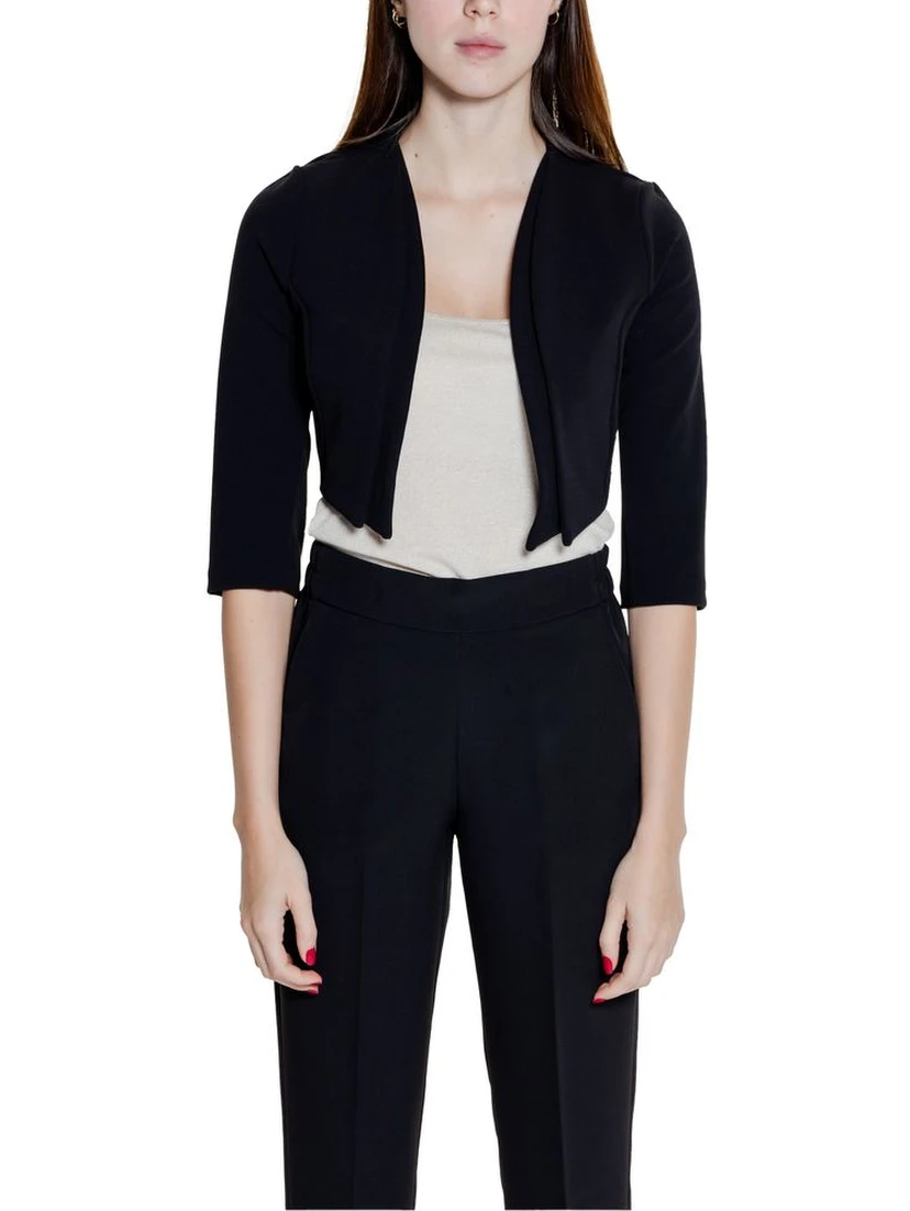 Black Polyester Sleveless Jacket