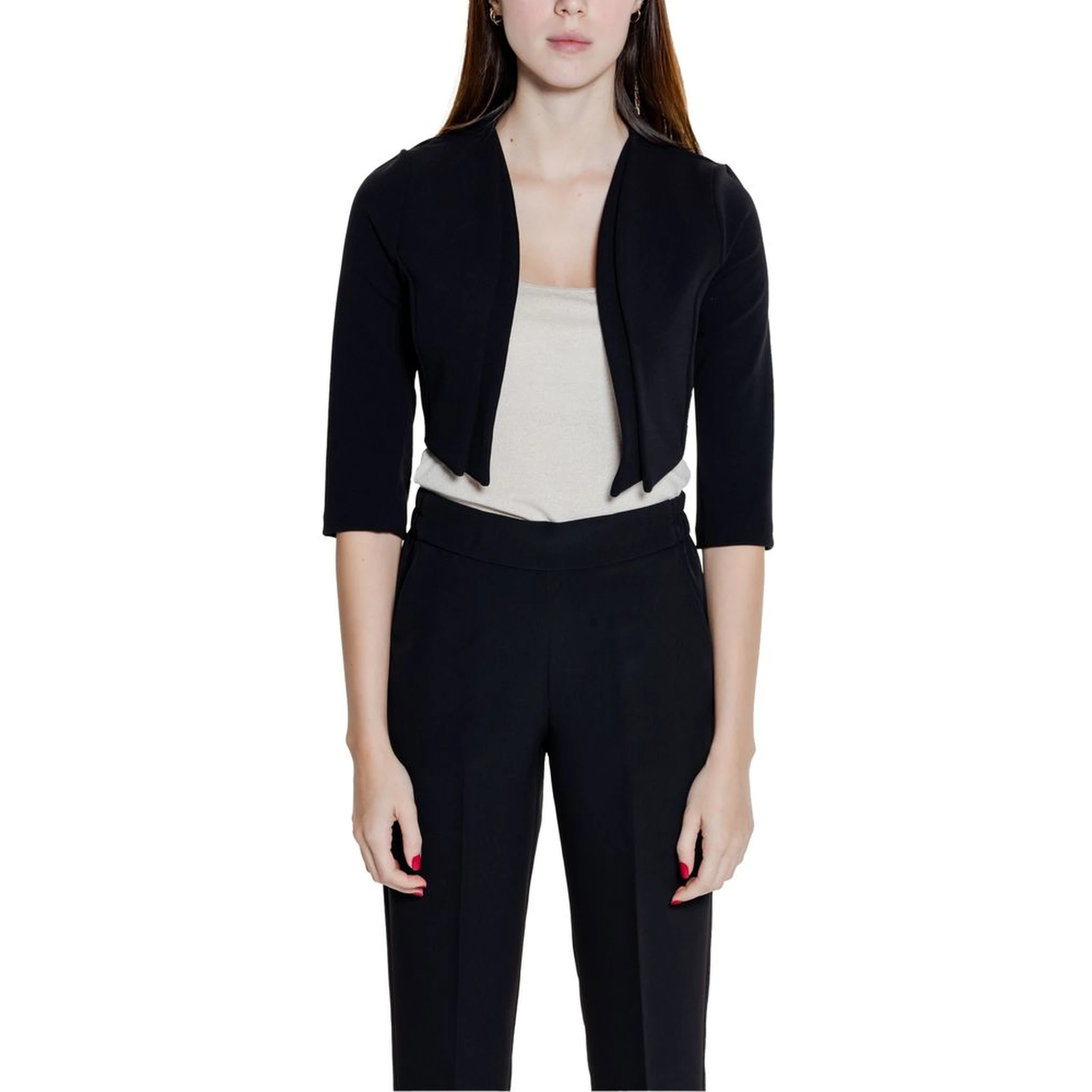 Black Polyester Sleveless Jacket