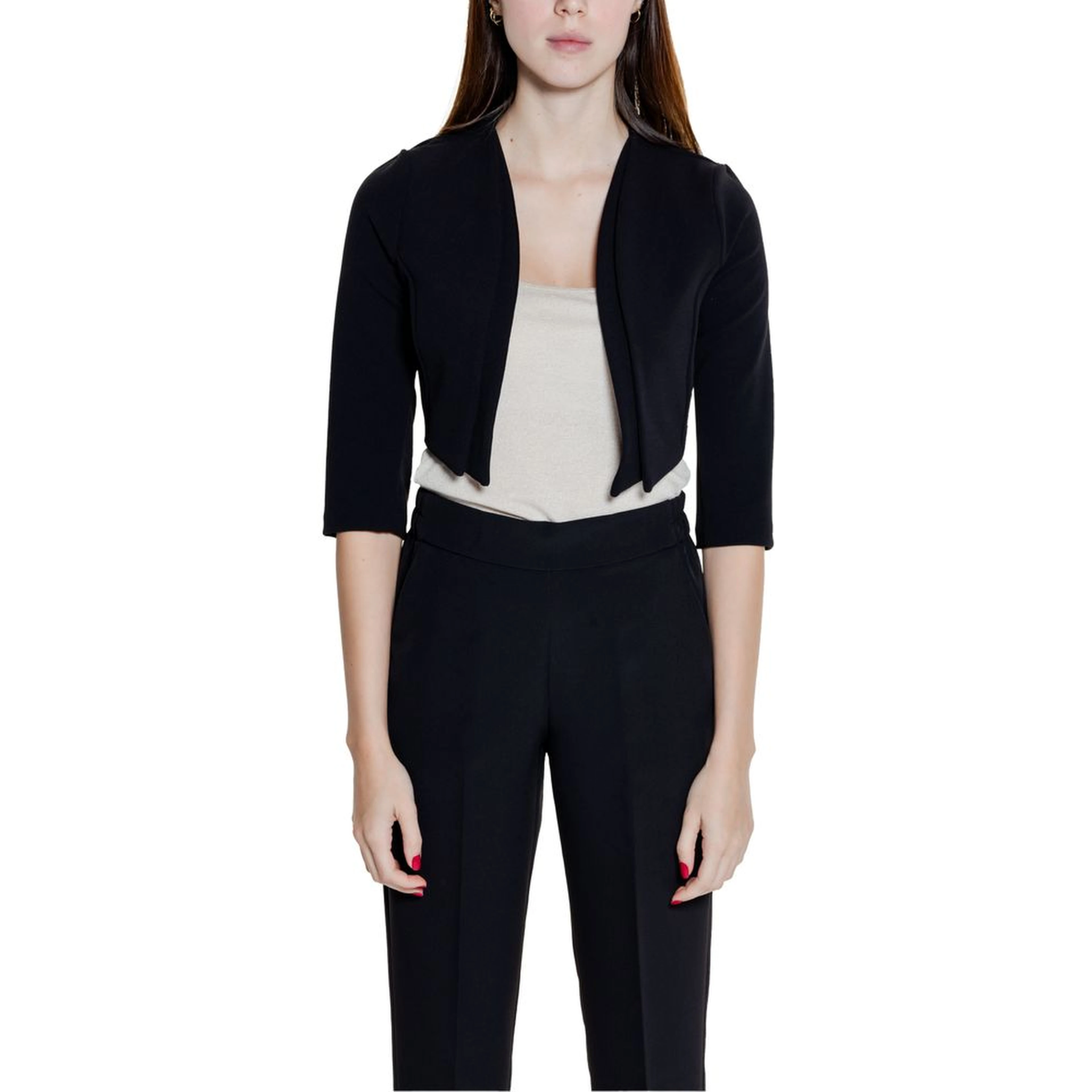 Black Polyester Sleveless Jacket