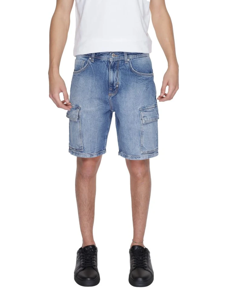 Blue Cotton Bermuda Shorts