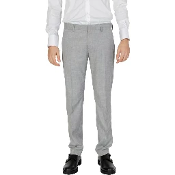 Gray Polyester Dress Pants