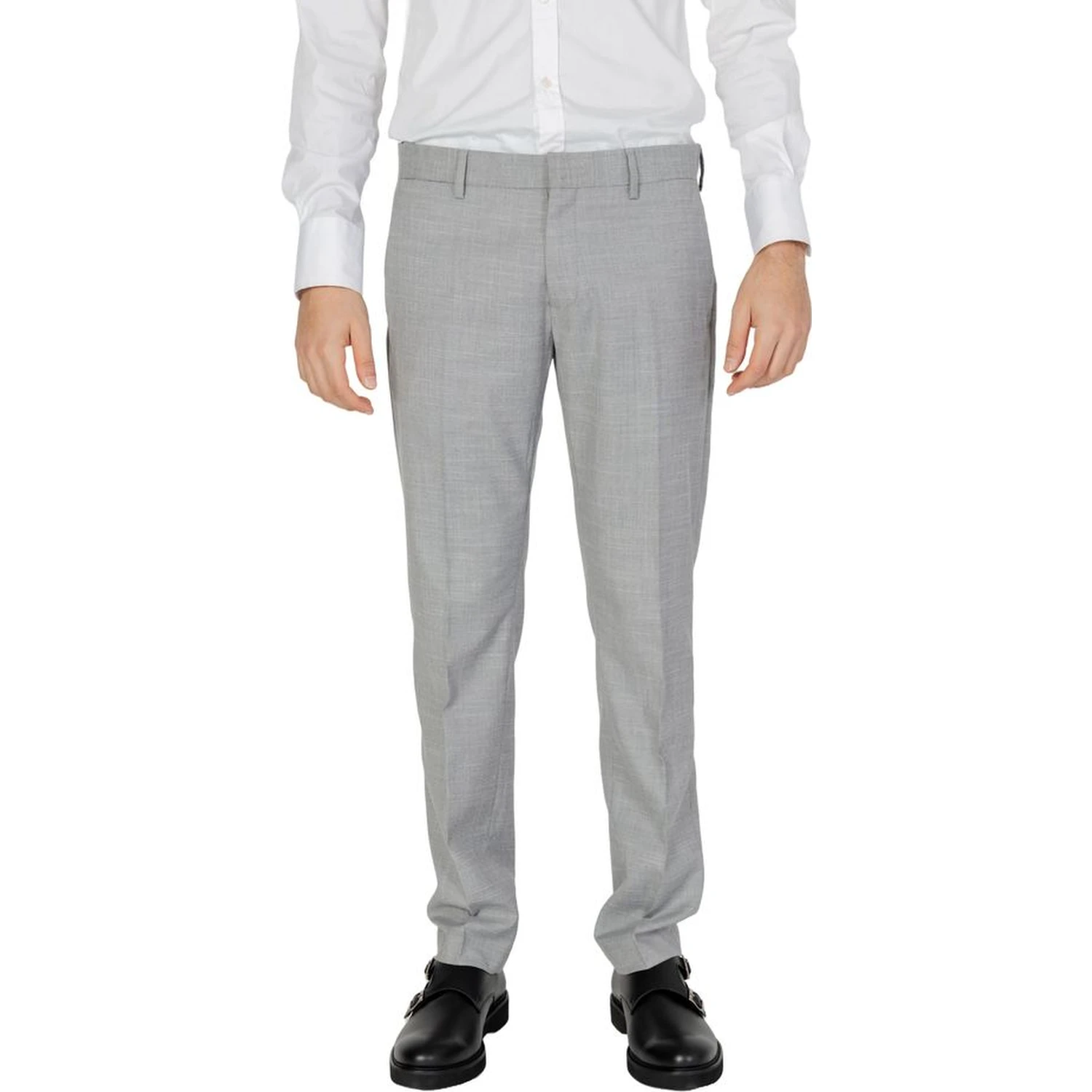 Gray Polyester Dress Pants
