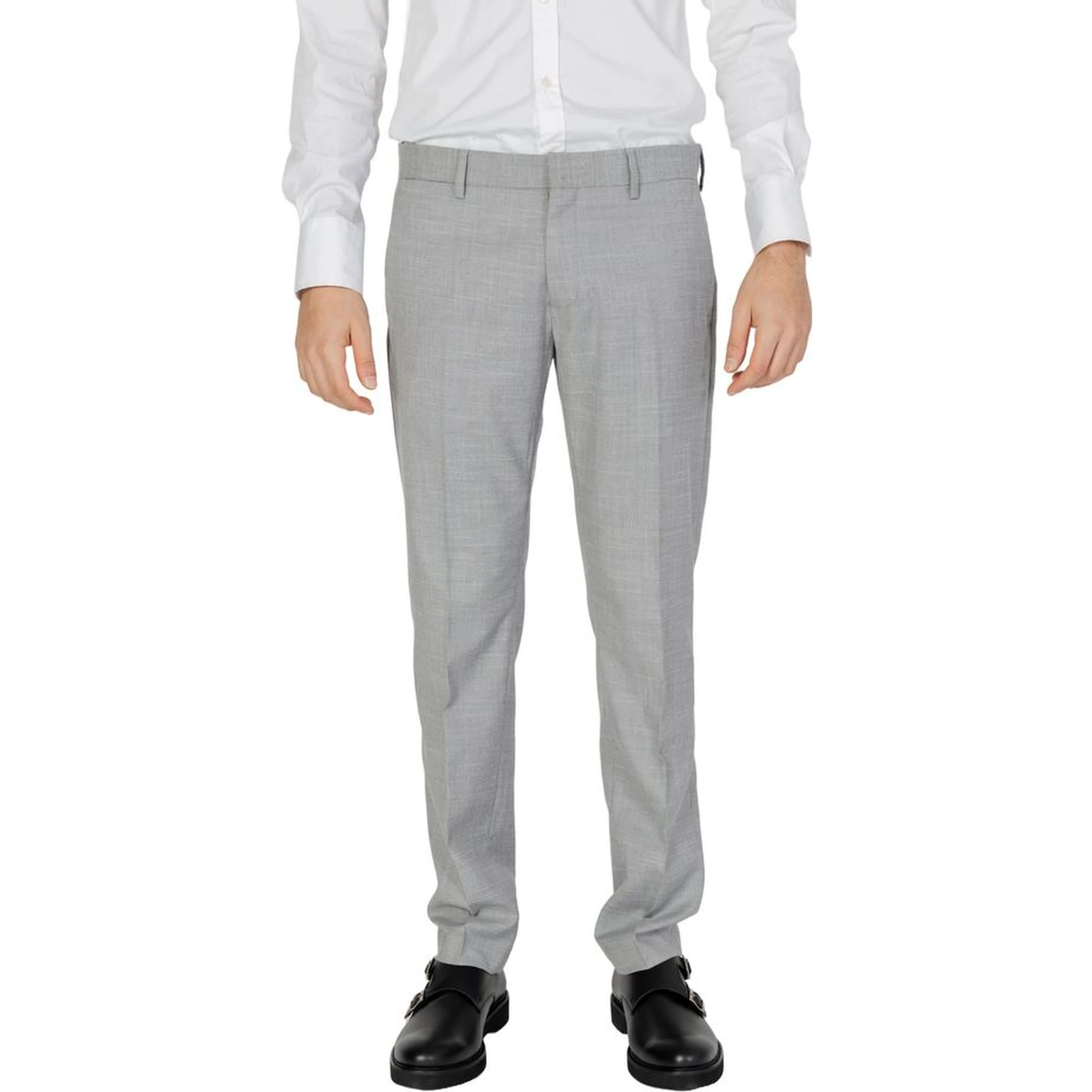 Gray Polyester Dress Pants