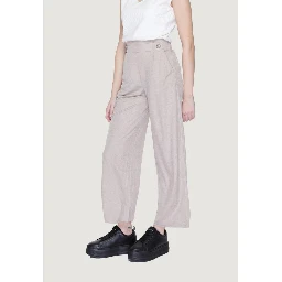 Gray Viscose Casual Pants