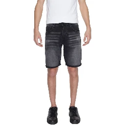 Black Cotton Bermuda Shorts