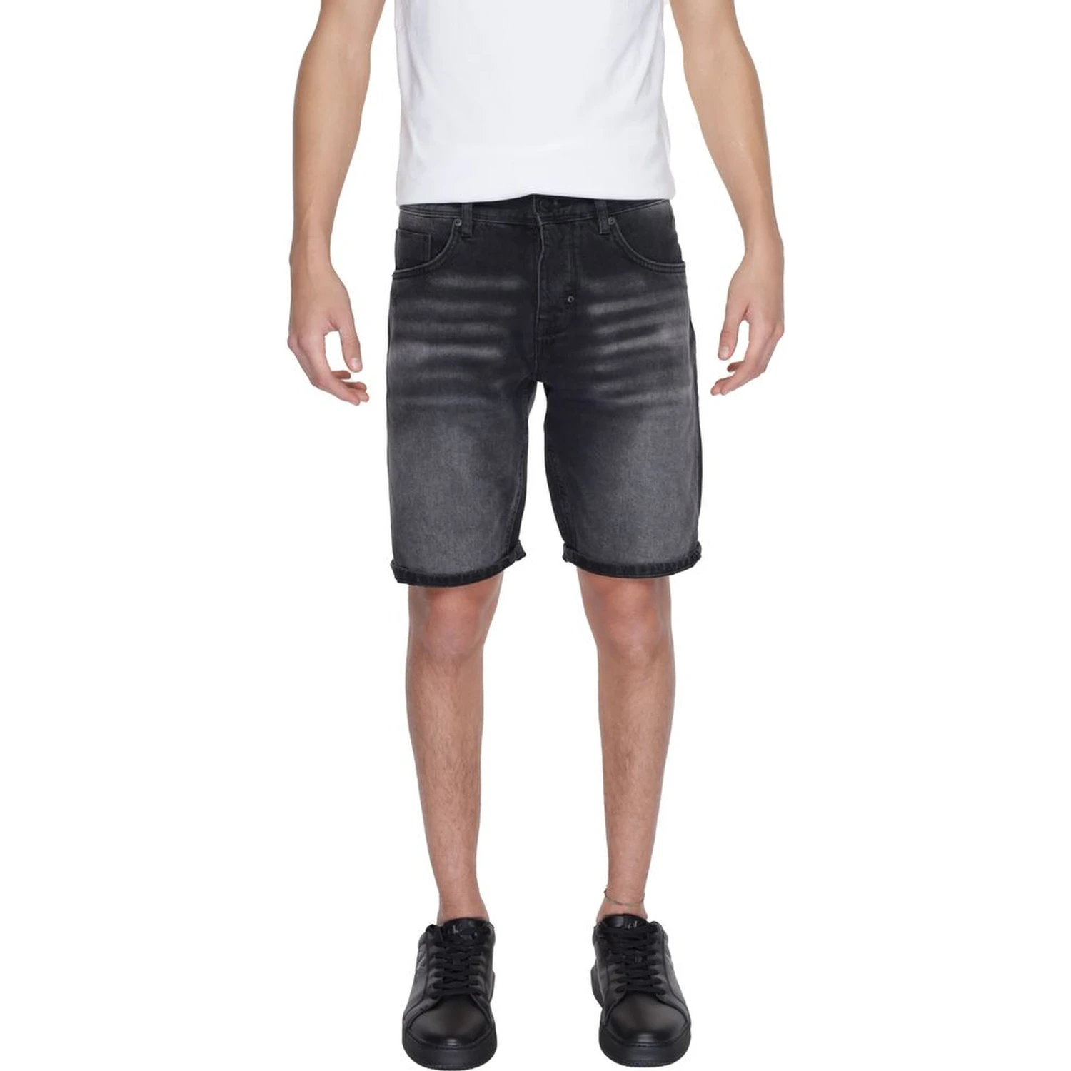 Black Cotton Bermuda Shorts